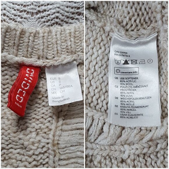 Divided H&M cable knit sweater ivory size S - Picture 7 of 7